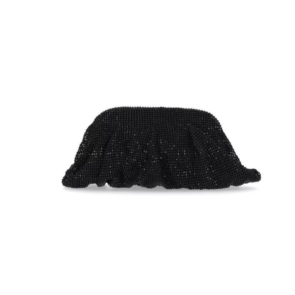 INC International Concepts pleated mesh embellished clutch shoulder bag - Black